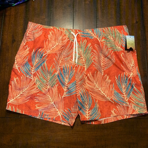 Ocean and Coast Swim Trunk Orange Palms Print XXL - Picture 3 of 7